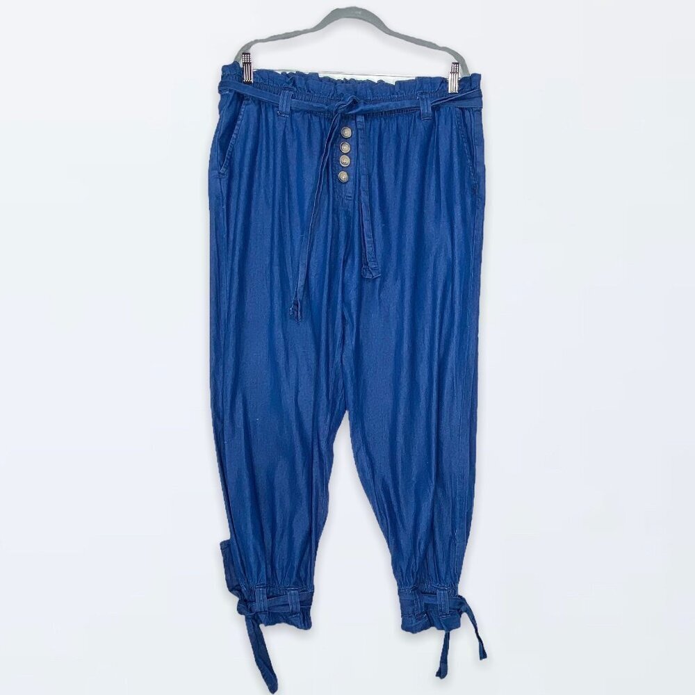 Vintage‎ 90s TAXI 2X High Waisted Paper Bag Blue Chambray Jeans Loose Fit
